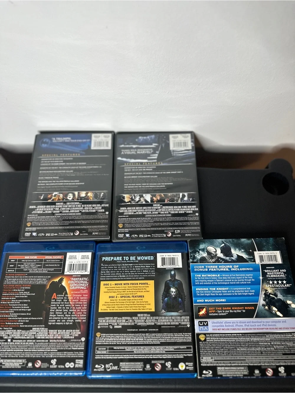 Batman Movie Collection Lot Blu-ray/DVD Dark Knight Trilogy + Batman 1989